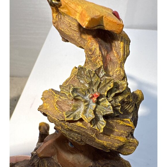 Old Man Tree Face Santa Ornament With Star & Holly Accents For Holiday Decor 8" - Picture 6 of 9